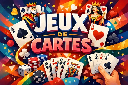 Affiche, banni&egrave;re, mod&egrave;le avec le texte "Jeux de cartes"