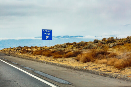 Scenic view sign at Wild Horse Monument near Vantage, Interstate 90