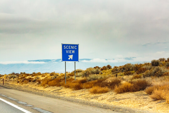 Scenic view sign at Wild Horse Monument near Vantage, Interstate 90.