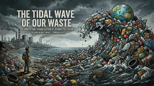 The Tidal Wave of Our Waste Engulfs a Coastal City and Its Shoreline Sanctum.