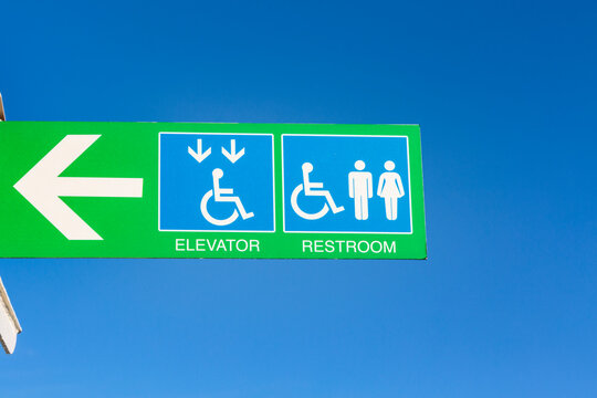 ADA Access and regular restrooms sign on a Puget Sound ferry, public restrooms.
