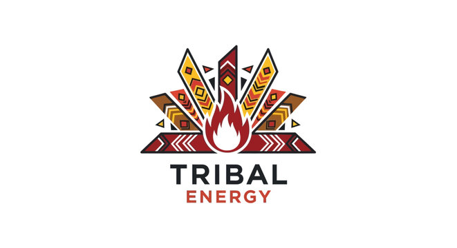 Tribal Energy Logo with Flame and Geometric Patterns