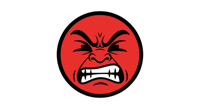 Angry Red Face Emoji Icon - Frustrated Emotion and Rage Symbol