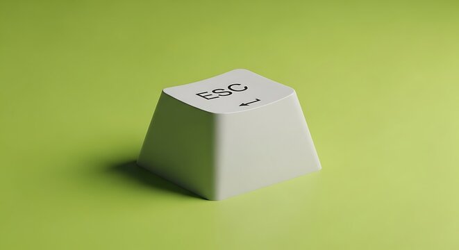 The ESC key on a computer keyboard in a green environment for technology and computing concepts
