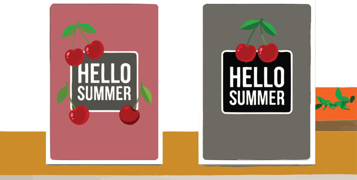 Hello summer cherry illustration