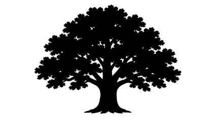 Fototapeta premium Black tree silhouette on white background