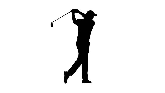 golf silhouette man swinging club sports action
