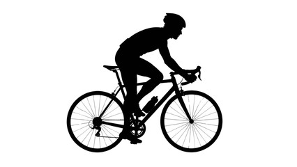 Obraz premium Cyclist riding bicycle silhouette black and white