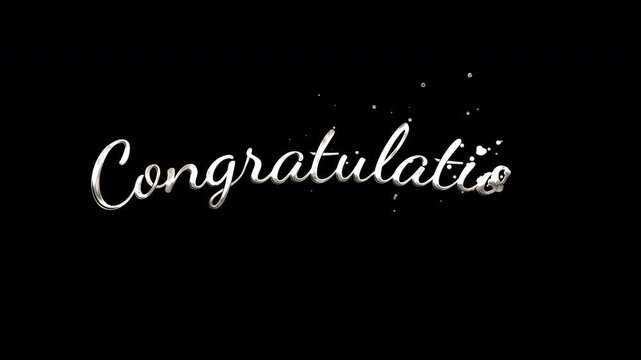 Congratulation silver cursive script suitable for celebratory occasions, greeting cards, invitations, banners, or social media posts with elegant design.