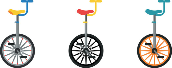 Unicycle Illustration Featuring Color Variations in Vector Artwork © Lilufa
