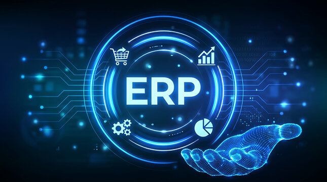 ERP Enterprise Resource Planning Digital Technology Network Concept