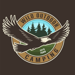 Naklejka premium Wild outdoor camping scene