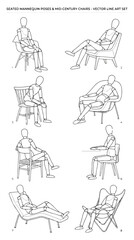 Obraz premium Figure Drawing Collection of Mannequin Poses in Mid Century Chairs