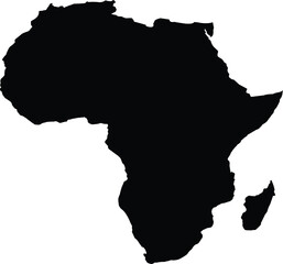 Fototapeta na wymiar Black Africa map silhouette, continental border outline, isolated geographic shape, african landmass icon, travel and tourism cartography design element