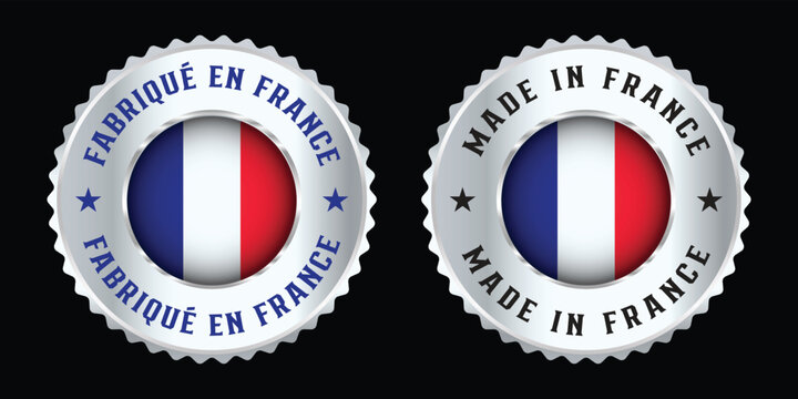 Fabrique en France Round Stamp Badges with Flag