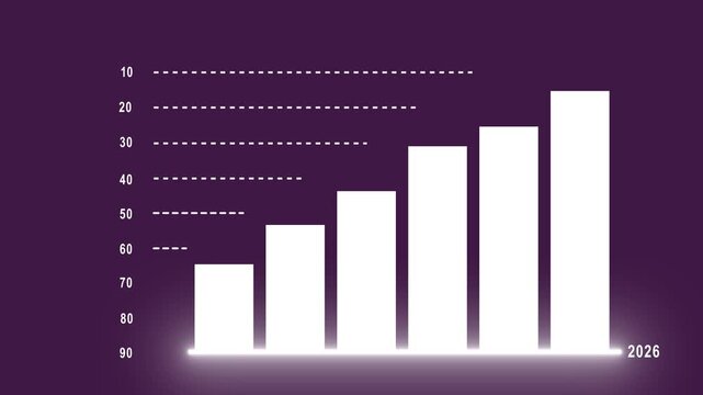 Illustration of business professionals celebrating with fireworks and a rising graph on a brawn background motion animation 4k video...