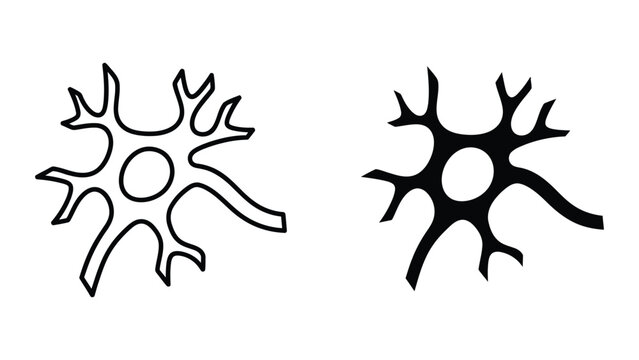 Simple neuron cell diagram with thick and thin outlines