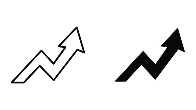 Upward trend growth arrow chart icons in black and white