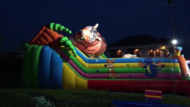pumping trampoline, playground