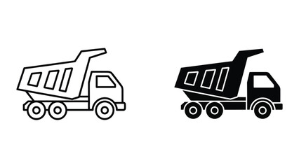 Two dump truck icons with different styles © vactor guru
