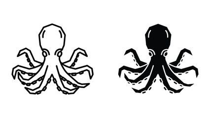 Two stylized octopus illustrations facing each other © vactor guru