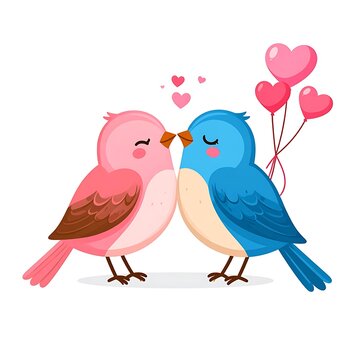 Sweetheart birds kiss