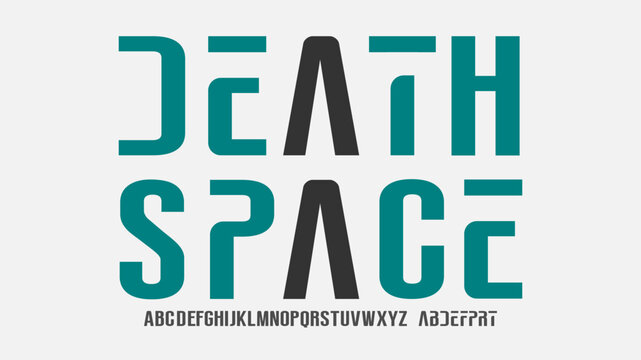 Modern futuristic geometric alphabet with sci fi inspired display typography. Features clean modular letterforms and a contemporary tech aesthetic, ideal for branding, gaming, posters,