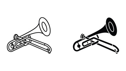 Black and white trumpet illustration side by side comparison © Jahidul
