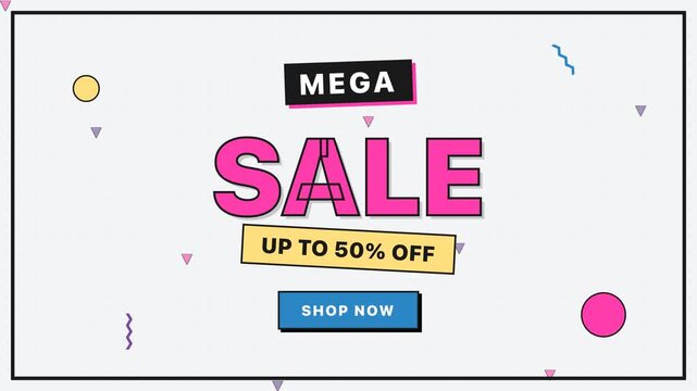 Mega Sale Advertisement with Up to Fifty Percent Off Offer