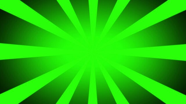 Green sunburst radial background, animation, abstract comic, style motion