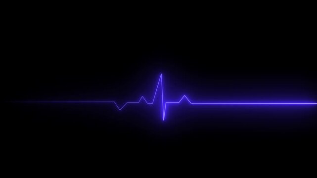 Neon purple ekg heartbeat monitor pulse line animation on black background, medical