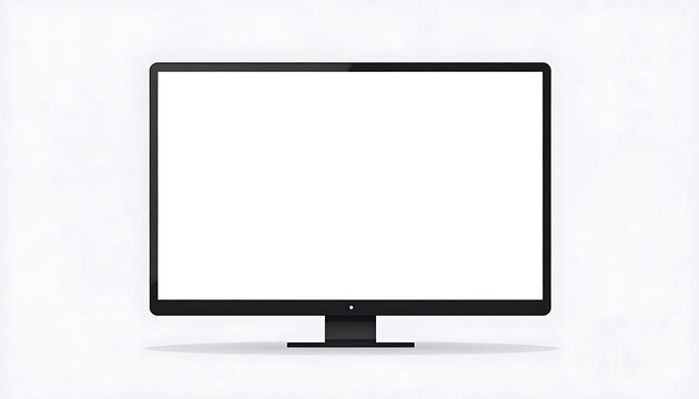 Flat screen computer monitor displaying a blank white screen on a subtle textured light background, digital display device