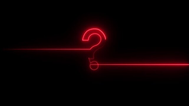 neon Question mark sign Question mark icon asking icon animation.4k resolution abstract advice black blackground motion animation 4k video...
