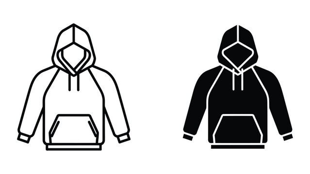 Simple black and gray hoodie illustration with drawstring hood