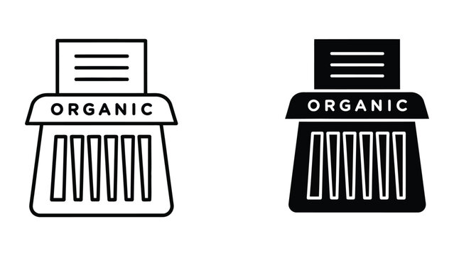 Organic themed adding machine icon in black and white style