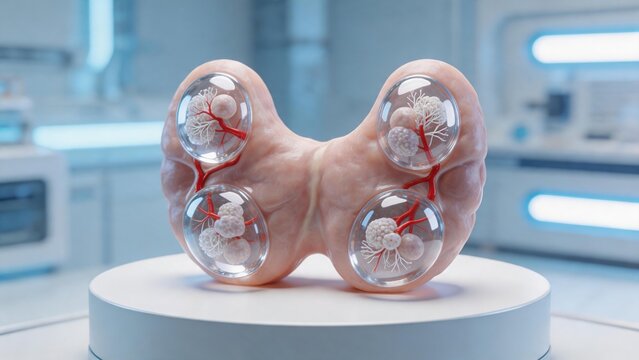 3D Medical Visualization of Human Thyroid Gland with Internal Endocrine Anatomy Structure