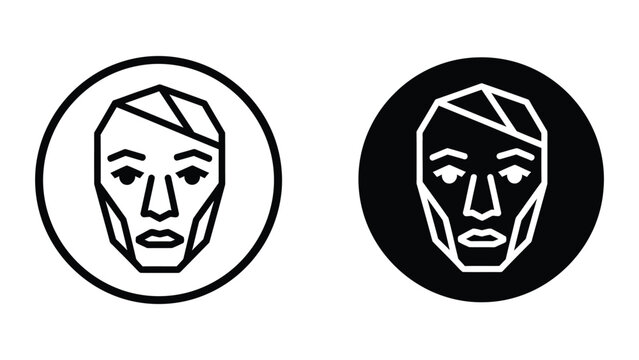 Minimalist line art face masks with black and white background
