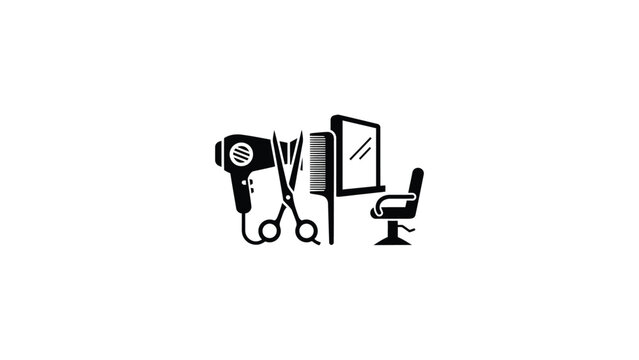 Modern barber salon tools and computer icon set