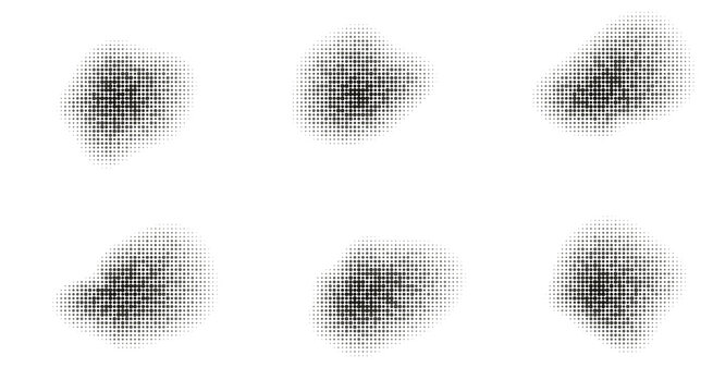 Dot halftone grain noise shadow pattern on transparent background. Black stipple sand texture shade gradient effect overlay. Flat vector illustration, design element PNG