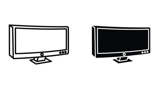 Flat design tv comparison with black and white screen