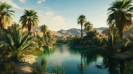 A beautiful green oasis in a desert, symbolizing the rejuvenating effects of health in the most unexpected places
