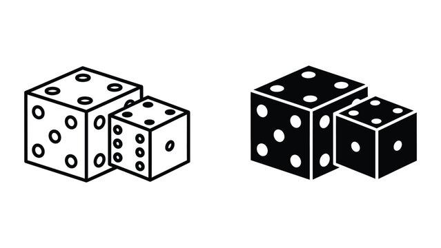 Black and white dice showing different numbers