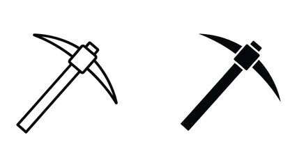 Black and white mining pickaxe and shovel icons © Jahidul