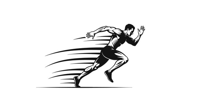 Man running fast with dynamic motion lines.