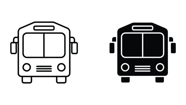 Simple black and white bus icon pair front view
