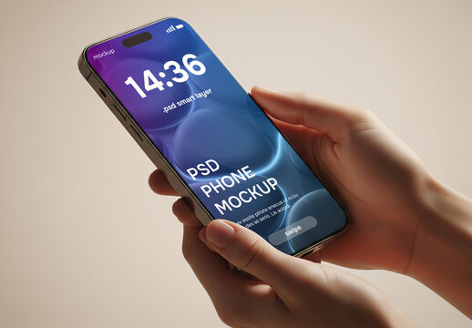 Close-up of iphone with realistic reflection &ndash; mockup
