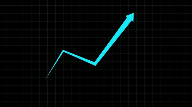 Animated of a business arrow growth up on grid background