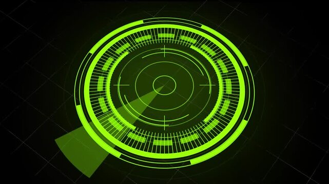 Animated of hud screen with a wave signal animation. Abstract Radar Blip Full Screen on grid background