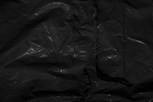Wrinkled Black Plastic Bag Texture