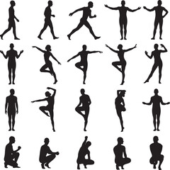 Fototapeta premium Human Silhouette Collection: Diverse Poses and Actions